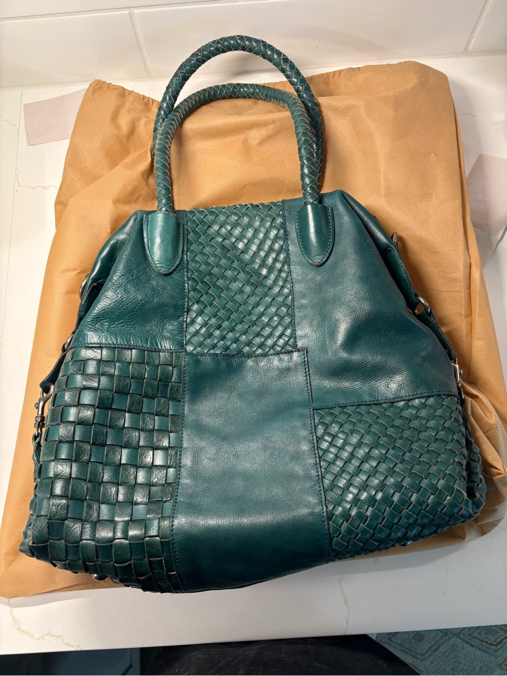 Patricia Nash Paloma Teal Satchel with crossbody strap